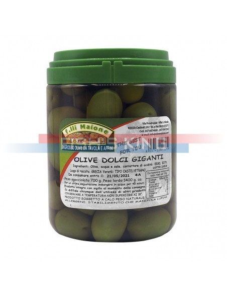 Olive Verdi Dolci Giganti Confezione Da 700 Gr